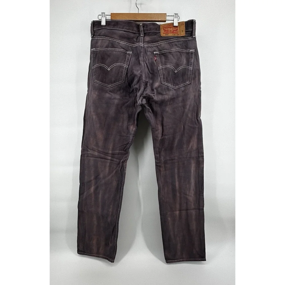 Levi's 501 Jeans Mens 34x34 Purple Tie Dye Button Fly Straight Leg‎ Boho Hippie